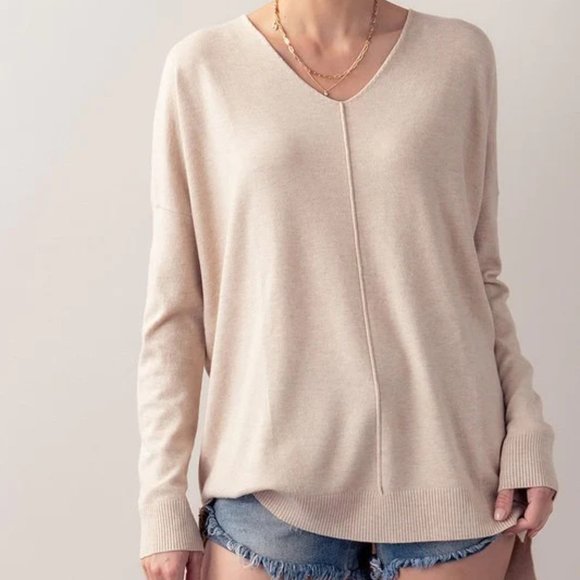 Tea n' Rose Oversized Sweater in Light Orange/Rust - Picture 2 of 4